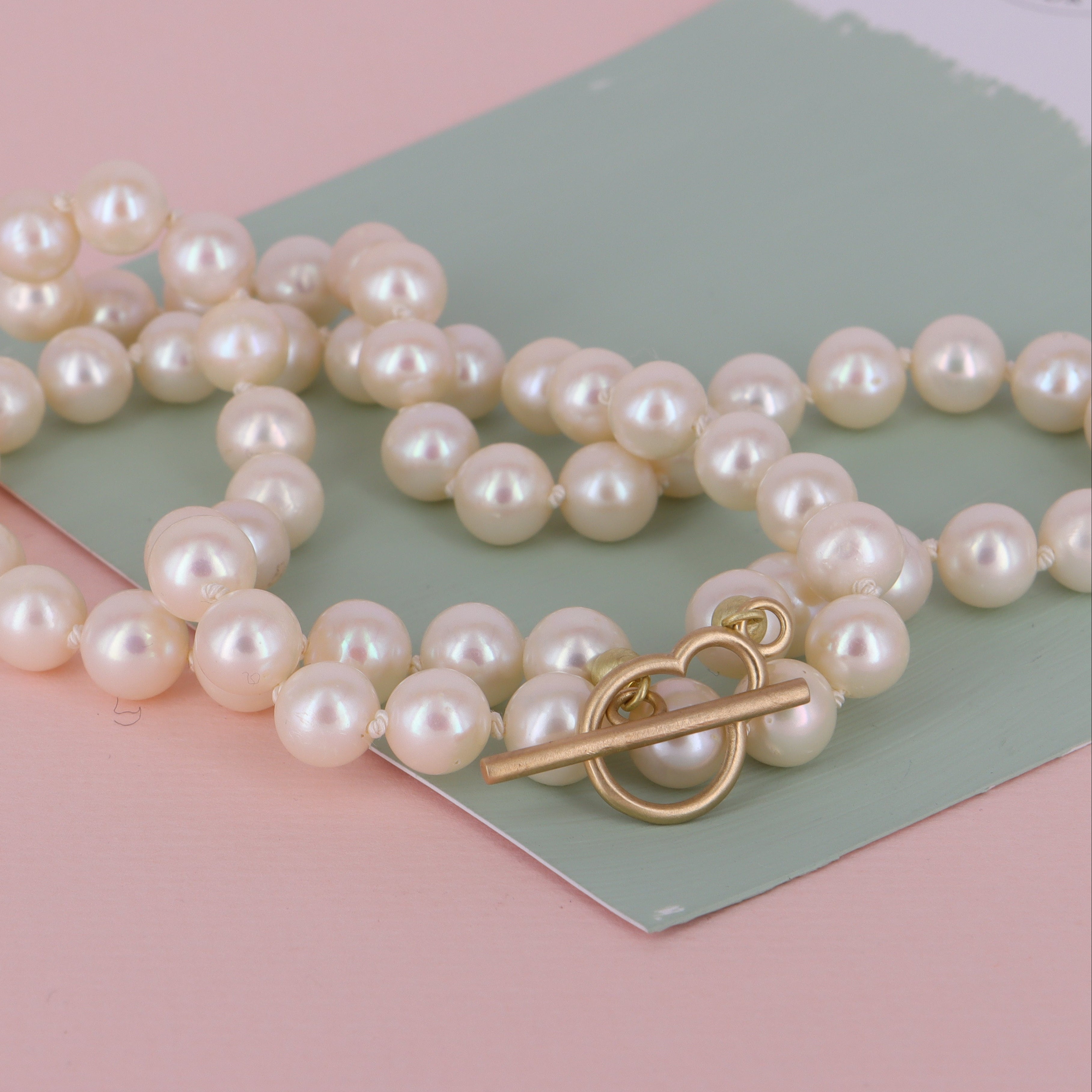 14 kt - No.4 Ferskvandsperlekæde & pærelås – 54 cm
