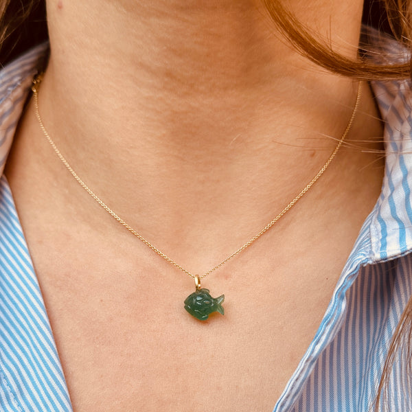 18 kt. No.1 fisk lys grøn onyx. Mini