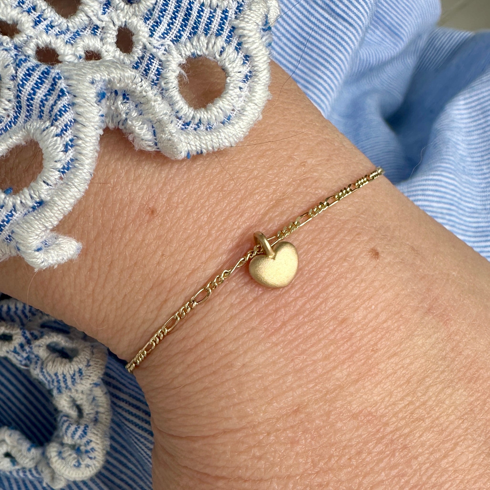 14 kt. Hjerte & Figaro armbånd