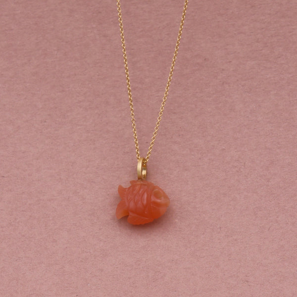 18 kt. No.12 fisk orange månesten. Lille