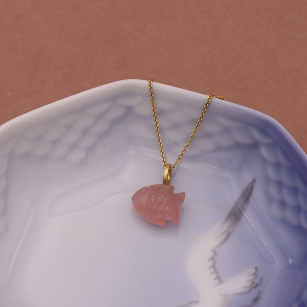 18 kt. No.14 fisk rosa rosakvarts. Lille