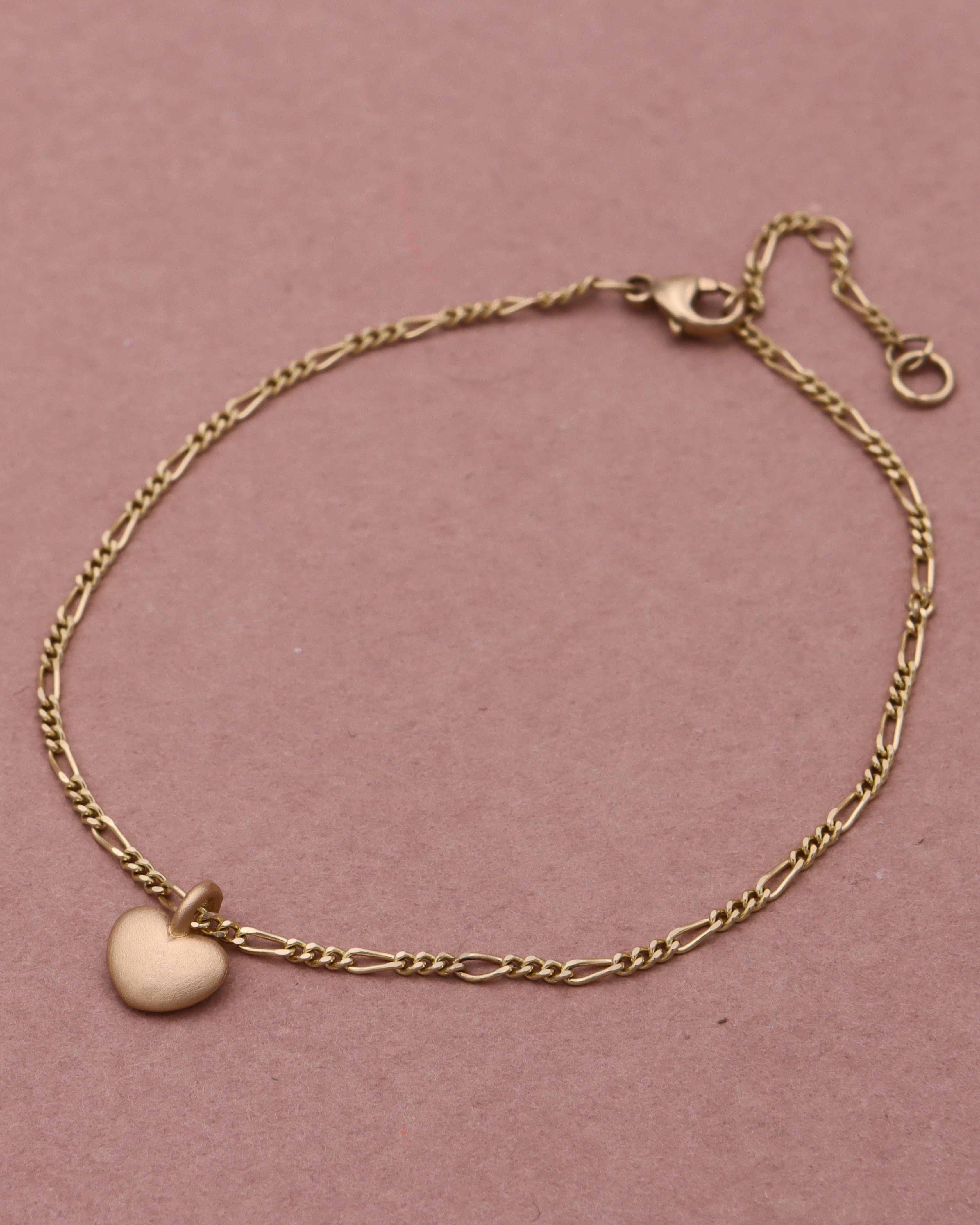 14 kt. Hjerte & Figaro armbånd