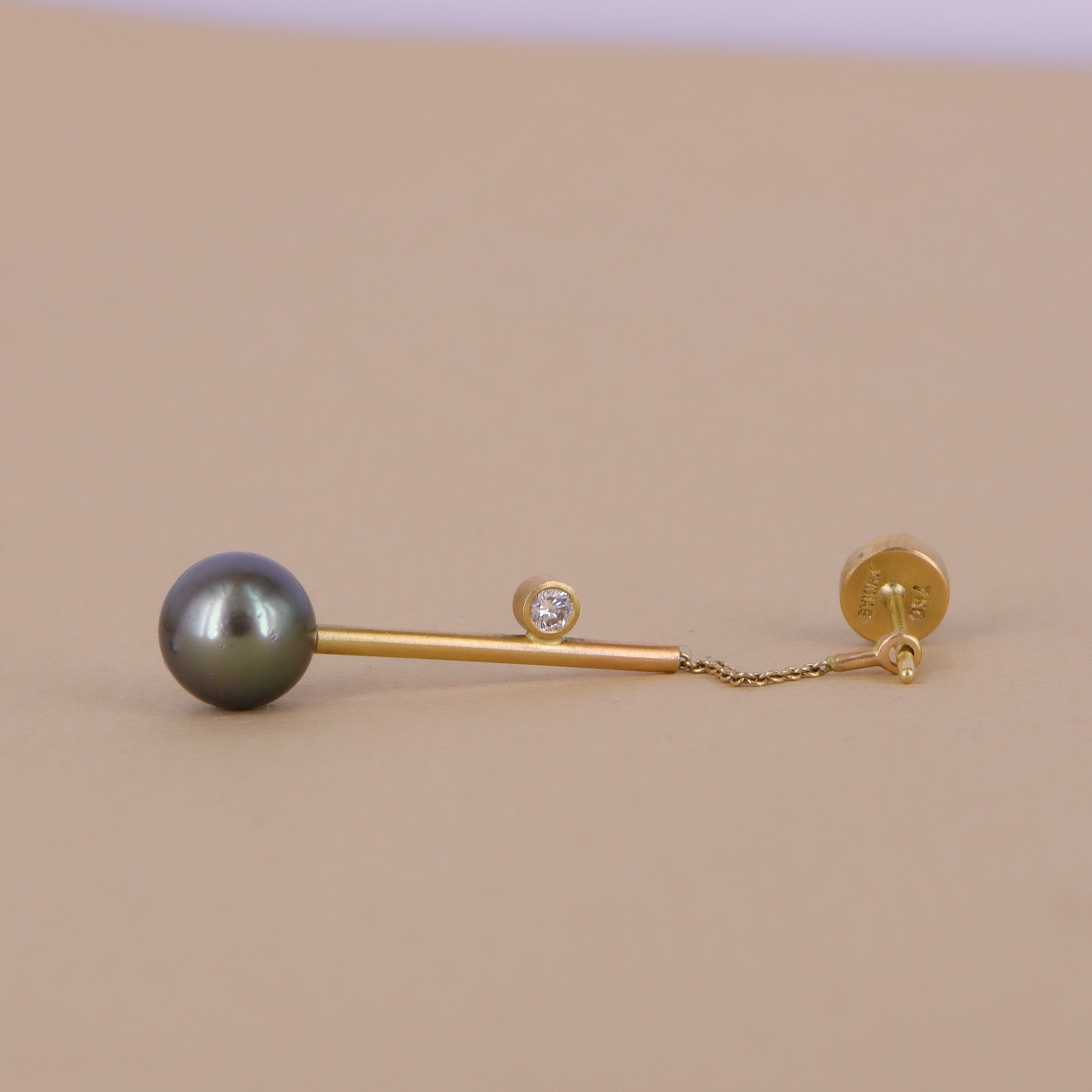 18 kt - Vedhæng kæde til øreringe med tahiti perle & diamant