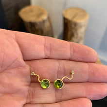 Indlæs billede til gallerivisning Sæt af Græsgrøn turmalin massiv guld

